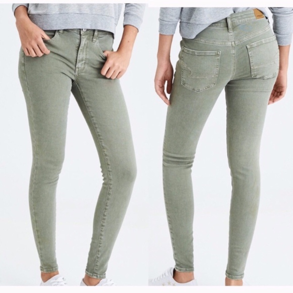 Green High Waisted Jeans